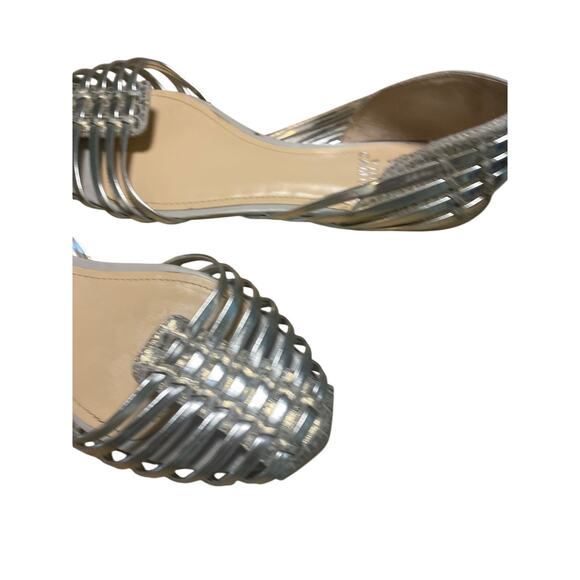 Vince Camuto Silver Metallic Woven sandal Snakeskin Detail Size 9M - Picture 2 of 6